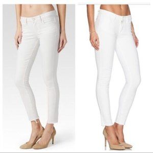 PAIGE White Verdugo Crop Frayed Hem & Distressed Jeans